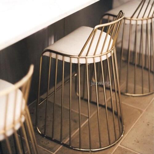 Nordic Bar Stool Bar Chair Creative Coffee Dining Chair Gold High Stool Customized Living Room Chair Wrought Iron Soft Cushion