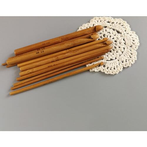12pcs/Set Bamboo Handle Knitting Needles Crochet Hooks Handmade Sewing Needles Knit Weave Scarf Sweater Crafts DIY Knitting Tool