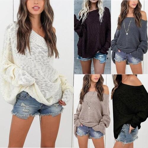 Sweaters For Women Pullover 2021 New Loose Sweater Female off-the-shoulder womens Sweaters Winter Clothes Women MMY118008