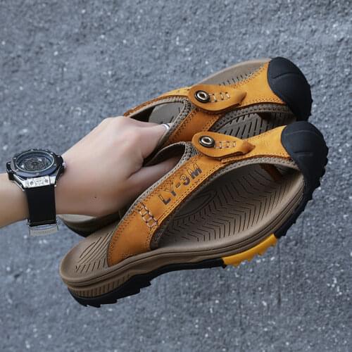 Slippers Mens Shoes Leather Outdoor Beach Fashion Trends In The Streets of Summer Fashion Slippers