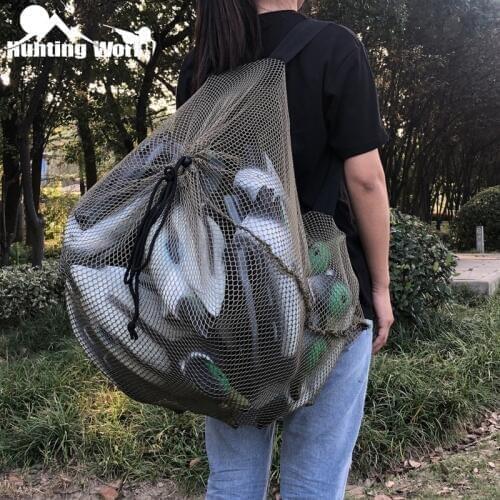 Outdoor Durable Duck Goose Turkey Mesh Decoy Bag Backpack With Shoulder Strap Polyester Mesh Storage Net Bag for Hunting Fishing