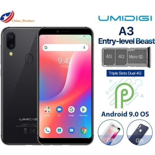 Original UMIDIGI A3 Smartphone Dual 4G LTE Android 8.1 2GB RAM 16GB ROM MTK6739 5.5'' 12MP Dual Back Camera 3300mAh Mobile Phone