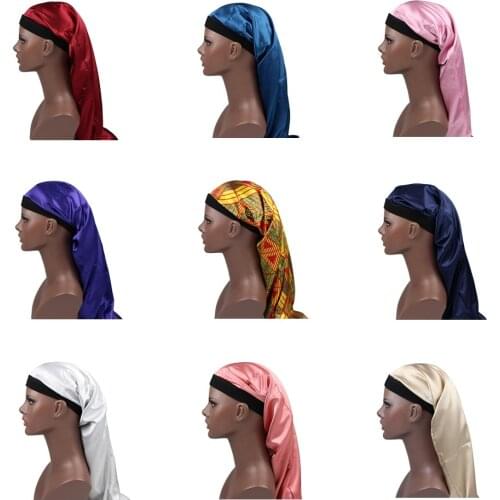 Unisex Men Braid and Dreadlocks Cap Satin Lined Long Hair Cover Durag Wide Band Bonnet Dome Cap Sleeping Cap