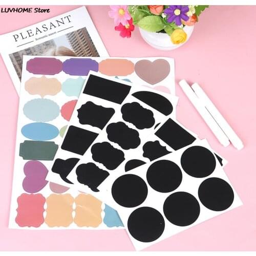 1/2 Paper Jar Stickers Kitchen Label Blackboard Spice Labels Sticker Kitchen Storage Organizer Bottles Label Chalkboard Tag