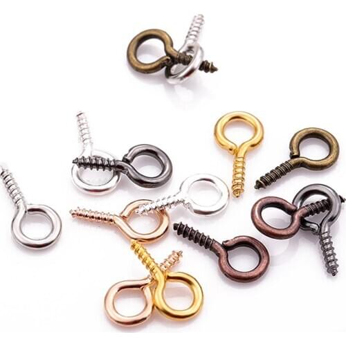 100pcs Small Tiny Mini Eye Pins Eyepins Hooks Eyelets Screw Threaded Clasps Hooks Jewelry Findings For Diy Accessories