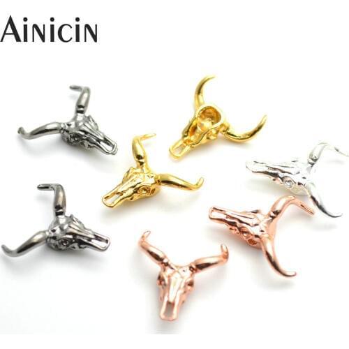 20pcs Gold Silver Gun Black Plating Ox Head Charm Beads Tauren Shape Fashion Jewelry Making Materials