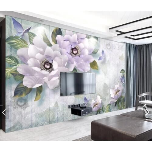 3D 8D European Vintage Embossed Peony Flower Wall Mural Photo Wallpaper Living Room Backdrop Wall Paper Roll Floral Wall Murals