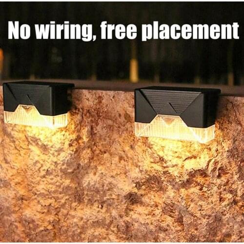 4pcs LED Solar Lamp Path Stair Outdoor Waterproof Wall Light Garden Landscape Step Deck Lights Balcony Fence Solar LED Lights
