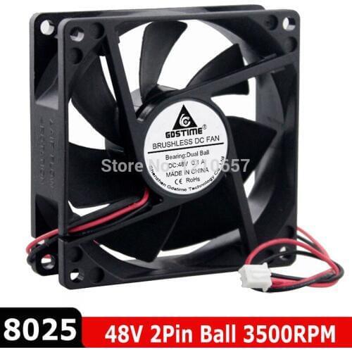 5 PCS LOT Gdstime DC Cooling Cooler Fan 80mm x 25mm 8025 Ball 48V 2P 0.1A