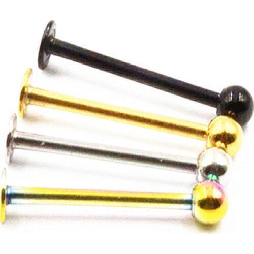 Free shippment 50pcs Body Jewelry -16g Lip Labret Cheek Dimple 316L Surgical Steel CHEEK DIMPLE Long Labret Bar Piercing