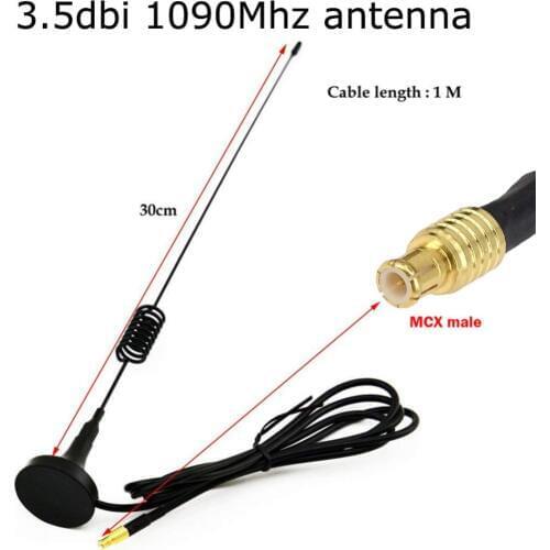3.5DBi 1090Mhz ADS-B Antenna MCX Male Aerial Magnetic Base RG174 1M Signal Booster Aircraft Antenna FPV Software Radio DVB-T SDR