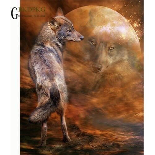 Wolf planet 5d diy diamond painting full drill square diamond embroidery Cross stitch pictures of rhinestones Wedding decoration