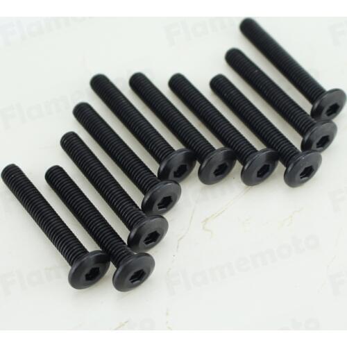 10pcs Motorcycle Steel Bolts Screw Black Flat head M6 x 40mm