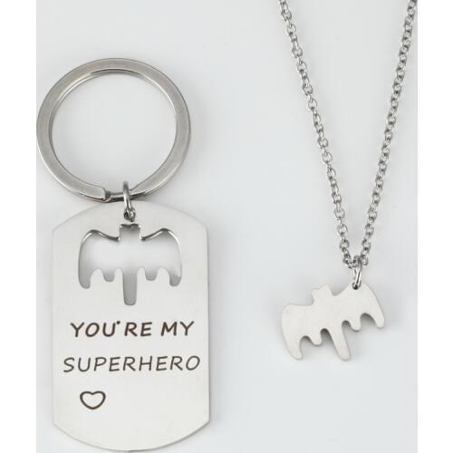 Stainless Steel Keychain Jewelry Letter Lettering YOU` RE MY SUPERHERO Military Keychain For Men Women Accessories