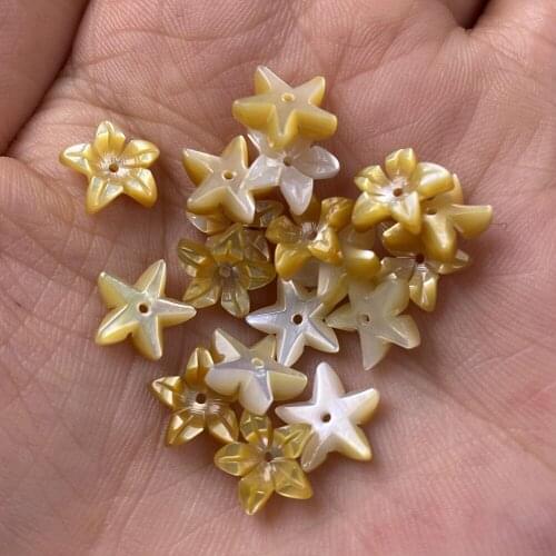 5Pcs Shell Beads Accessories Flower-shaped Yellow Loose Shell For Jewelry Making Bracelet Earring Handiwork Sewing Accessory