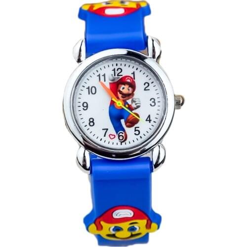 Cartoons Super Mary Mario Childrens leather 3D watch boy girl Mario Brothers Game theme Silicone Quartz Electronic Watch