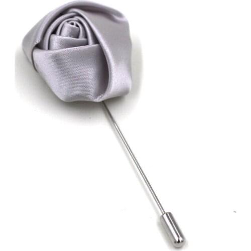 Cheap Silver Gray Best Man Groom Boutonniere Silk Satin Rose Flower buttonhole Wedding Party Prom Man Suit Corsage Pin Brooch