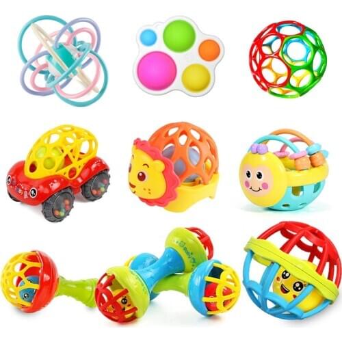 Baby Toys 0 12 Months Soft Baby Teether Rattle Toys Hand Bell Rubber Juguetes Bebe Educational Toys Infant Develop Toys For Baby