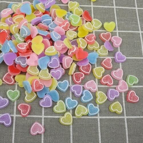 40Pcs Color Frosted Heart Simulation Soft Candy Ornaments DIY Craft Supplies Hair Accessories Phone Shell Decor Patch Materials