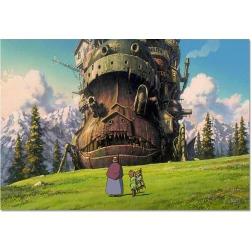 Movie Howls Moving Castle Anime Hayao Miyazaki Silk Cloth Canvas Poster Home Decoration Wall Art Fabric Poster Print More Size