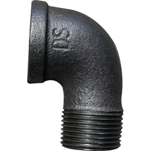 Black malleable iron fittings cast iron pipe fittings 1/2" 3/4" 1" 2" short bend 90 male / female BSP elbow for retro decoration