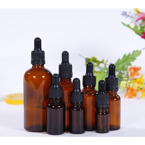 12pcs 10 ml 15ml 20ml 30ml 50ml amber Essential Oil Glass Bottles with Dropper Caps