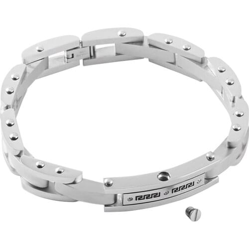 IJB5031 Stainless Steel Mens Cremation Urn Locket Bracelet Pendant Memorial Ashes Keepsake Bangle