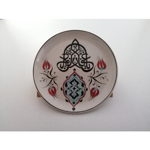 Classic pattern embroidered ceramic plate 18cm- 7in plates trays decorative plate yoga marble tray ceramic bowl decorative tray