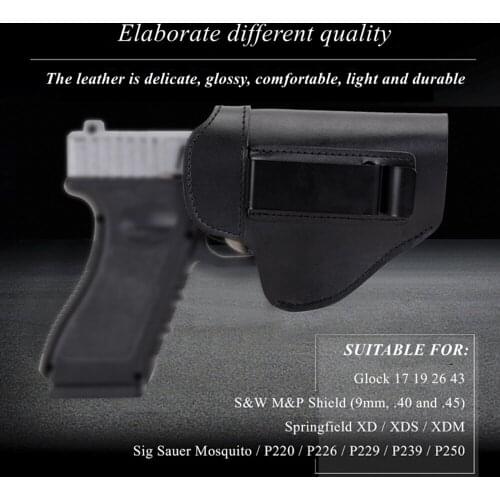 Glock Leather Holster Concealed Carry IWB Tactical Gun Sleeve Fit Pistol Clip Case Glock17/19/22/23/26/43 Sig Sauer P226 P229