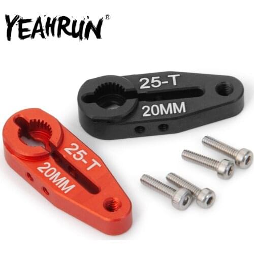 YEAHRUN Black/Red Metal 25T 20mm Adjustable Alloy Steering Servo Arm for TRX-4 1/10 RC Model Crawler Cars Upgrade Parts