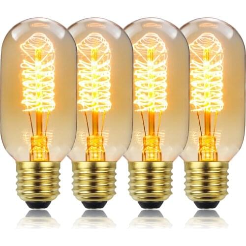 Retro Edison Light Bulb E27 220V 40W T45 Filament Incandescent Ampoule Bulbs Vintage Edison Lamp Home Decoration 4 Pcs/set