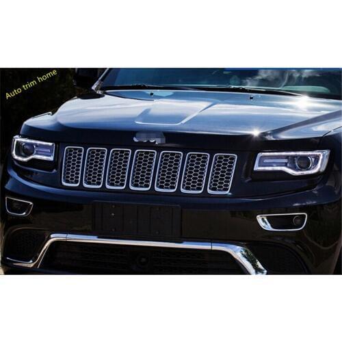 Lapetus Silver / Black Front 3D Mesh Racing Grilles Insert Prevent Bug Dirt Grill Cover For Jeep Grand Cherokee 2014 2015