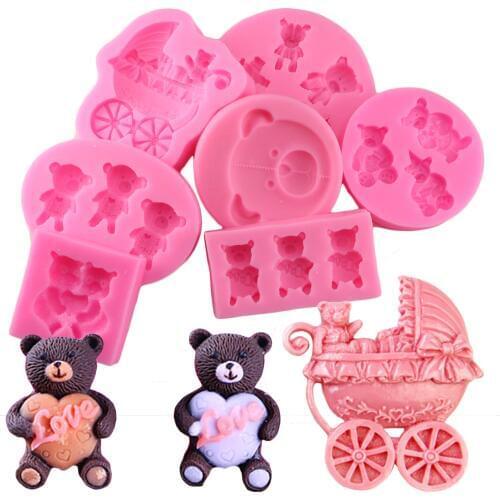 Mujiang 3D Bear Silicone Mold Soap Clay Molds Cupcake Baking Fondant Cake Decorating Tool Animals Candy Chocolate Gumpaste Mould