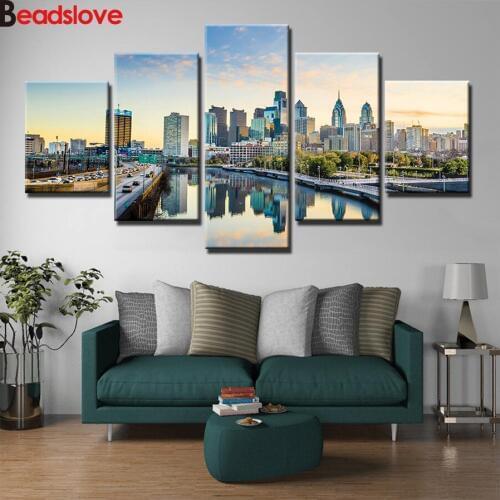 Multi-pictures Europe City Landscape Reflection diy full square 5d diamond painting,round diamond mazayka mosaic set embroidery