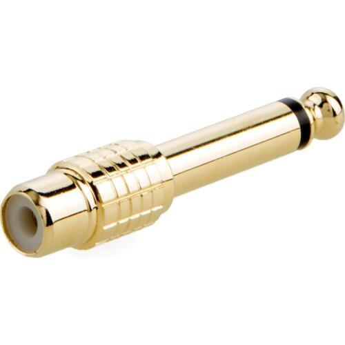 RCA to 1/4 Adapter, 6.35mm TS Mono Plug Male to RCA Female Audio Adapter, Gold Plated