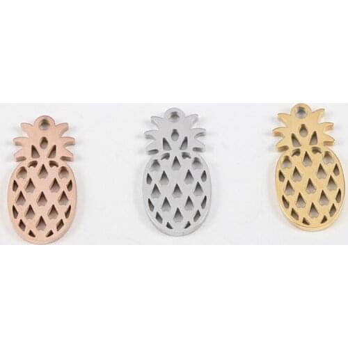5pcs/Lot Real Mirror Polish Stainless Steel Pineapple Fruit Charms Pendant For DIY Making Bracelet Necklace