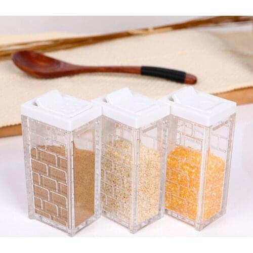 1Pcs Transparent Spice Jar Set Salt and Pepper Seasoning Bottle Colorful Lid Kitchen Condiment Cruet Storage Container