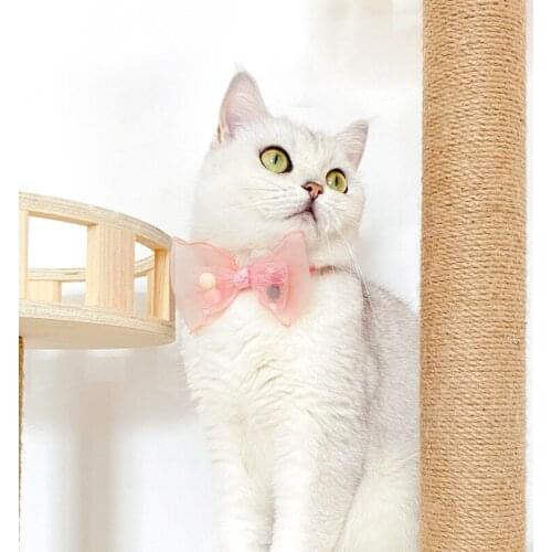 Pet Handmade Lace Sequin Bow Pearl Flower Adjustable Fairy Cat Dog Bow Tie Collar Safety Buckle