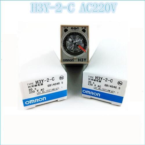 H3Y-2 H3Y-2-C AC220V 1S 5S 10S 30S 60S OMRON relay Control time 0-60S adjustable 2 open 2 closed electronic component time relay