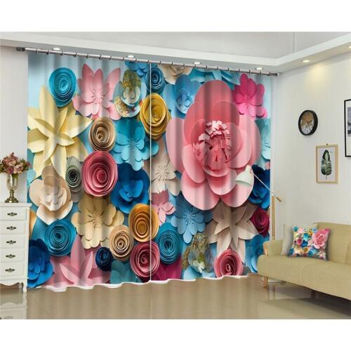 Carved flower Window Blackout 3D Curtains set For Bed room Living room Office Hotel Home Wall Decorative Drape tapestry