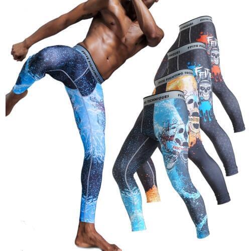 MMA Boxing Sporting Pants Men Elastic Breathable Running Training Pants Gyms Ankle-Length Pants Quick-drying Men Pants