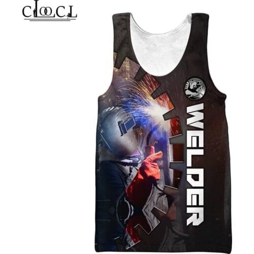 CLOOCL Welder Fitness Vest All Over Printed Men Women Clothes Fashion Sleeveless 3D Solderer Gym Tank Tops Drop Shipping