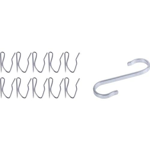 10Pcs Curtain Drapery Pin Hooks - Silvery with Stainless Steel S Shape Hooks