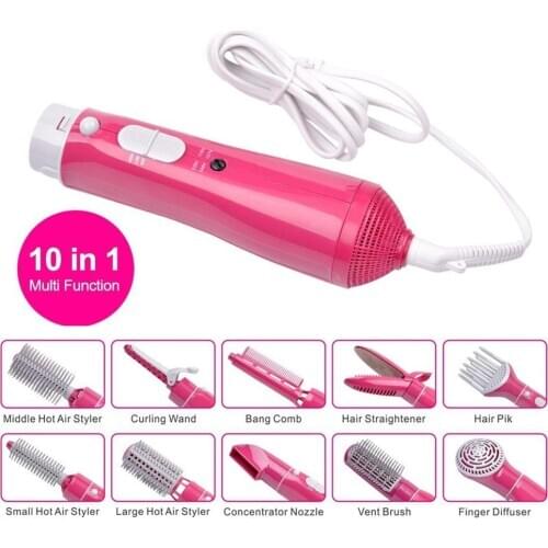 10 In 1 Hair Dryer Brush Hair Dryer & Volumizer with Smooth Frizz Ceramic Blow Dryer Brush Hair Styler Hot Air Brush