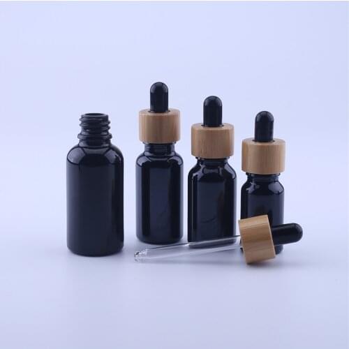 100Pcs Dropper Bottle Tubes Black Glass Aromatherapy Refillable Bottle For Essential Massage Oil Pipette Container