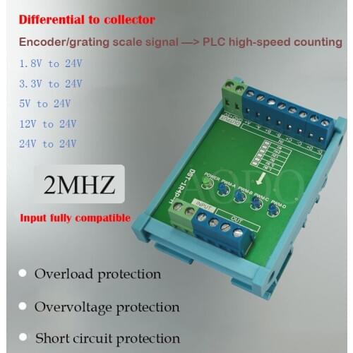 2-8 channel differential to collector encoder IO interface board signal conversion board servo encoder 2MHz connected to PLC