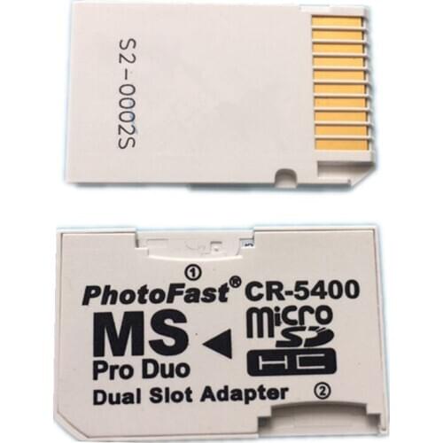 200PCS/Lot Memory Stick Pro Duo Reader For PSP Adapter Converter Single and Dual Slot CR-5400 Micro SD SDHC TF to MS