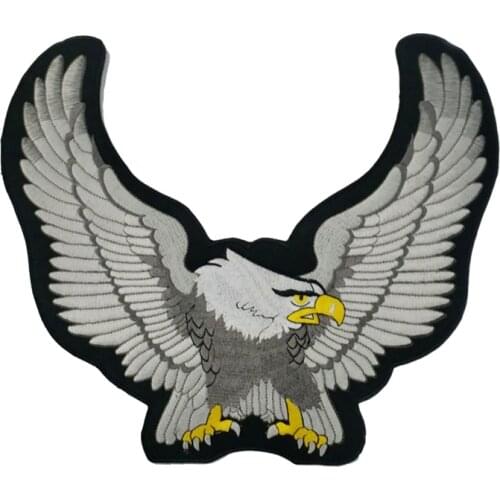 24.4cm High Biker Iron On Patch Eagle Motorcycle Embroidered Patches Badge Appliques Back Patch For Jack