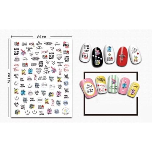 3D Stickers for Nails Color Flowers Letter Girl Nails Art Decoration Manicure Sticker Decals Slider Nail Foil Tips Accessories