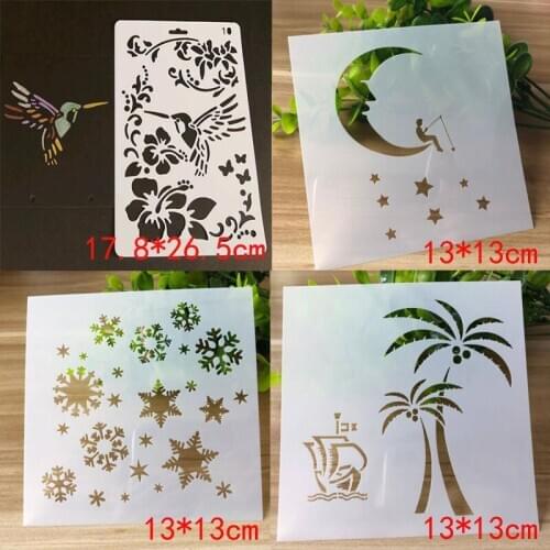 4pcs Stencils Template Painting Ruler Bullet Journal DIY Templates Painting Emboss Art Scrapbooking Album Drawing Stencil Decor